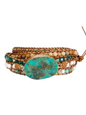 Spunky Soul Rainbow Crystal Glass Beaded Boho Long Wrap Bracelet 20-23 Inch